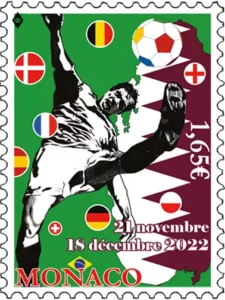Timbre Monaco 2022 coupe du monde Qatar