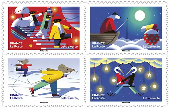 Timbres 3 France 2022 noël