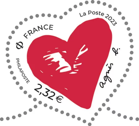 Timbre français 2023 Coeur lettre verte 100g