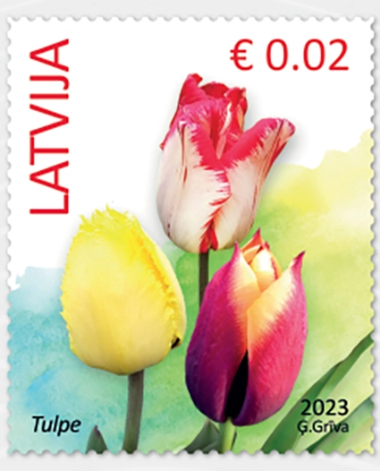 Timbre letton 2023 Tulipe