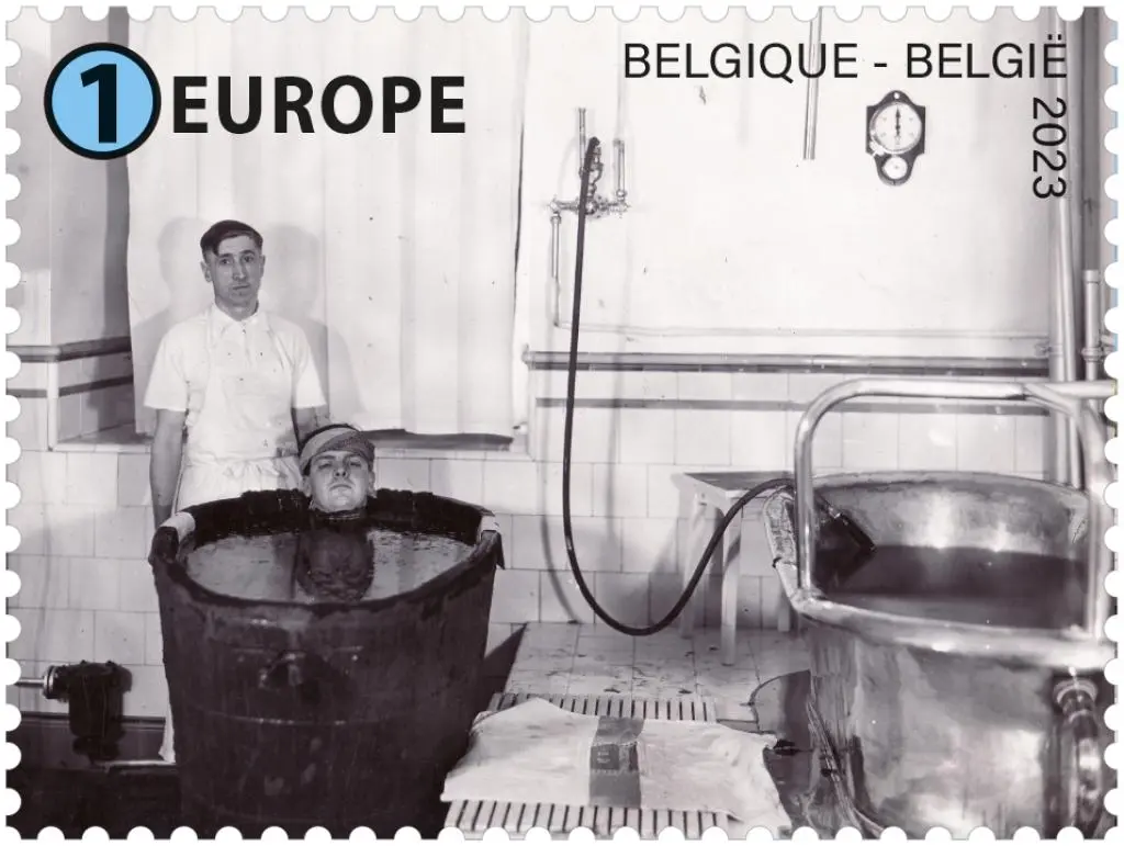 Feuillet Belge 2023 Spa ville d'eau scène du bain