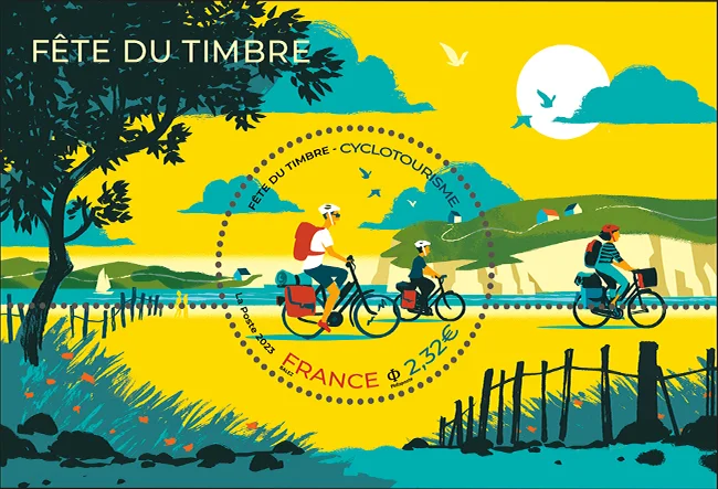 Timbre Français 2023 Fête du timbre Cyclotourisme