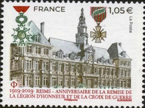 Timbre français 2019 Centenaire Légion Honneur et Croix de guerre Reims YT5338