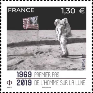 Timbre français 2019 Cinquantenaire 1er pas sur la lune YT5340