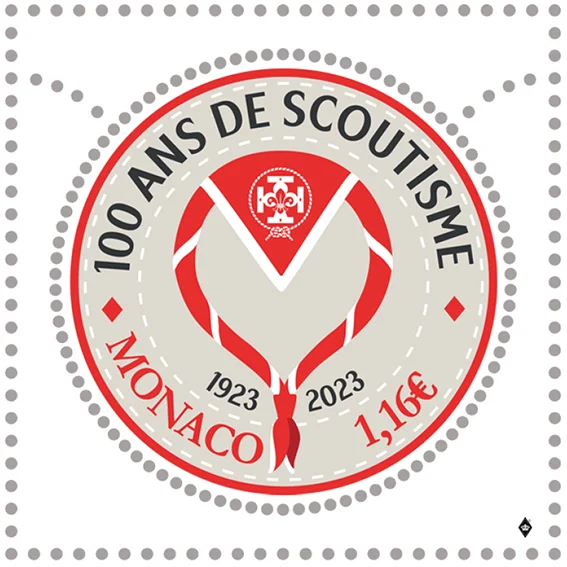 Timbre monaco 2023 100 ans du scoutisme