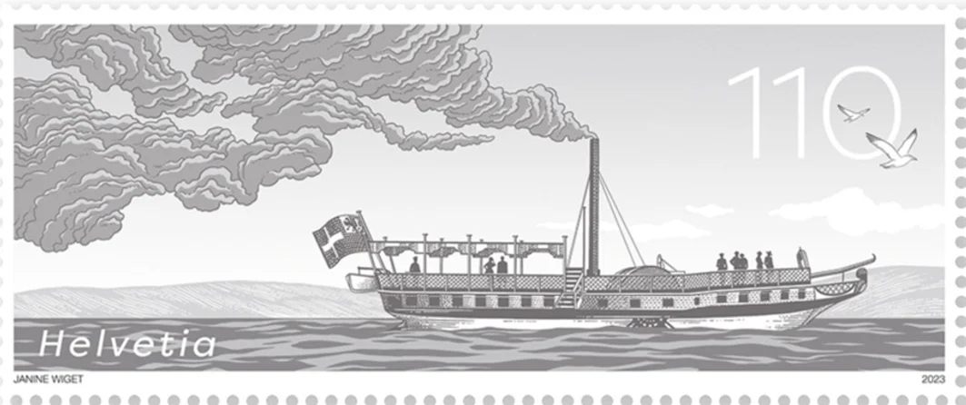 Timbre suisse 2023 bateau à vapeur