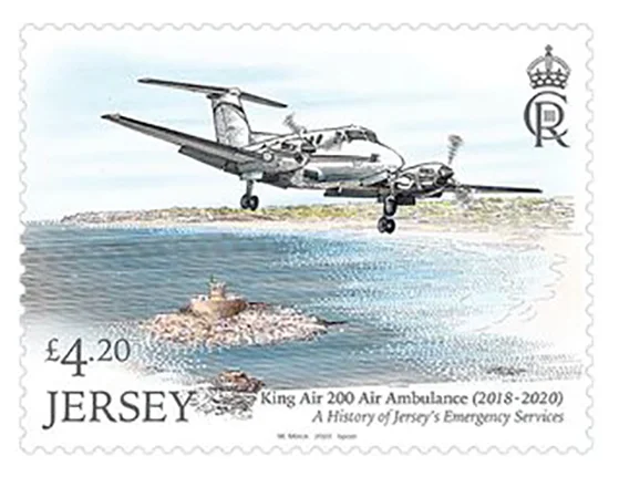 Timbres Jersey 2023 services d'urgence avion II