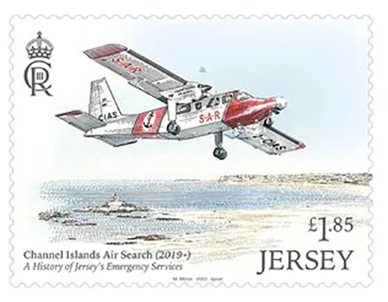 Timbres Jersey 2023 services d'urgence avion SAR