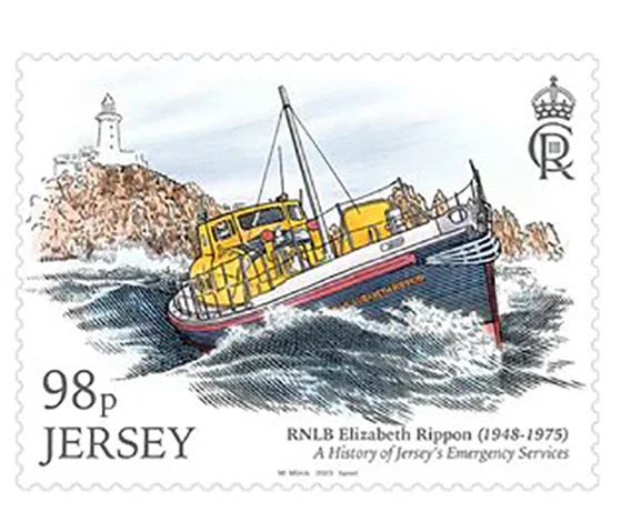 Timbres Jersey 2023 services d'urgence bateau