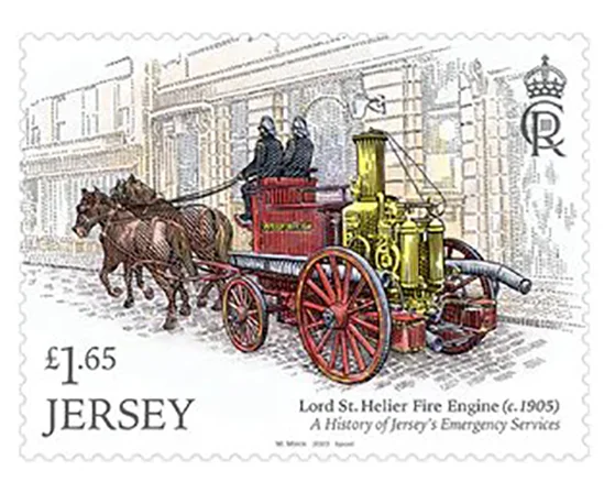 Timbres Jersey 2023 services d'urgence pompiers