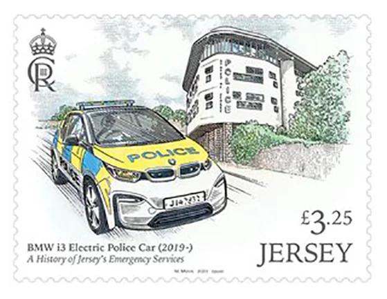 Timbres Jersey 2023 services d'urgence voiture de police II