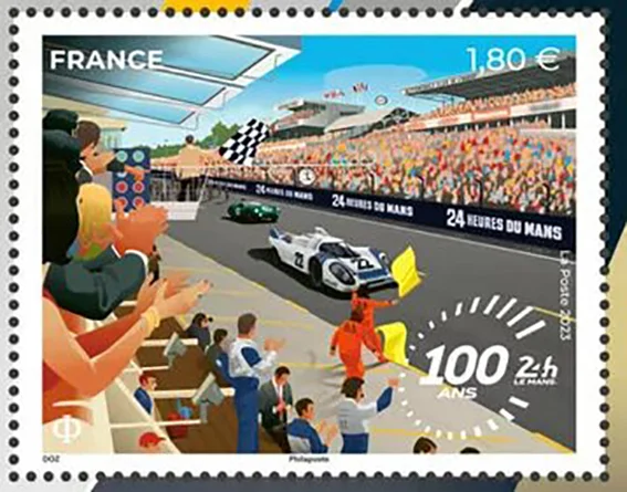 Timbre 3 français 2023 100 ans 24H du Mans