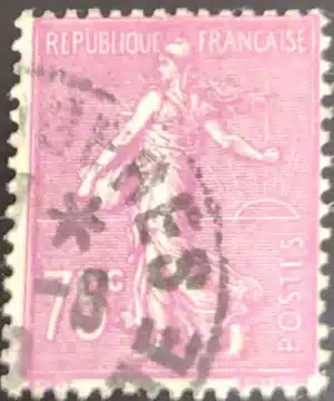 Timbre français 1924 32 Semeuse lignée recto YT 202