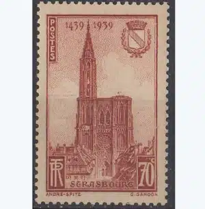 Timbre français 1939 Cathédrale de Strasbourg YT443*
