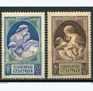 Timbre français 1939 Natalité YT 440 et 441