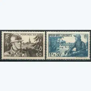 Timbres français 1940 Pour nos soldats YT 451 et 452**