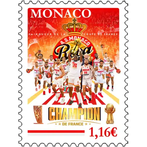 Timbre Monaco 2023 Equipe de basket champion de France