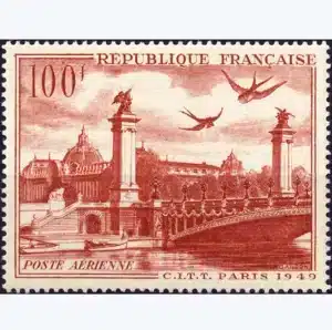 Timbre français 1949 pont Alexandre III PA28