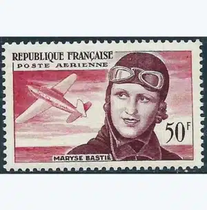 Timbre français 1955 Maryse Bastié PA YT34