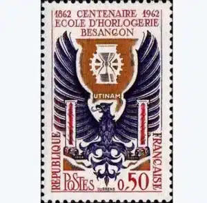 Timbre français 1962 Ecole Horlogerie Besançon YT 1342**