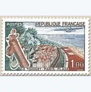 Timbre français 1962 Touquet Paris plage YT1355**