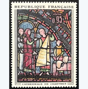 Timbre français 1963 Vitrail Chartres YT 1399 **