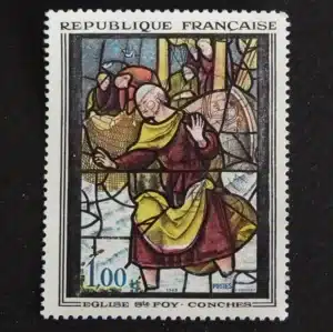 Timbre français 1963 Vitrail Conches YT1377**