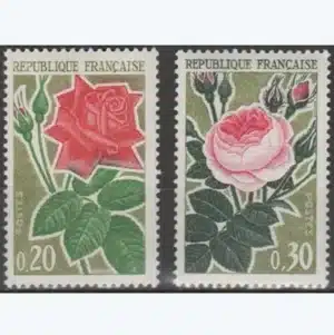 Timbres français 1962 Roses YT1356** et YT1357**
