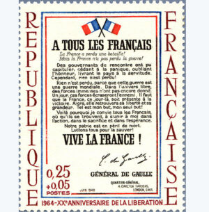 Timbre français 1964 Appel du 18 juin 1940 YT 1408**