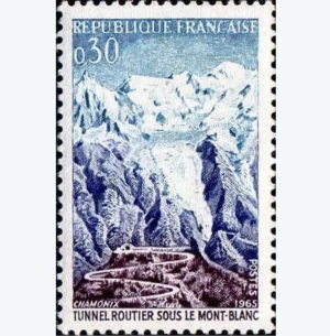 Timbre français 1965 Tunnel du Mont Blanc YT 1454**