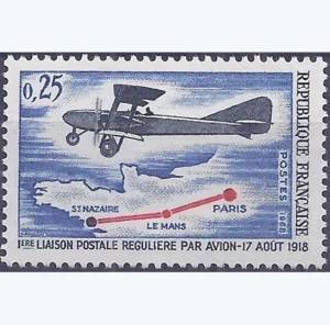 Timbre français 1968 1ere liaison postale régulière YT 1565**