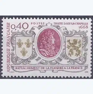 Timbre français 1968 Traité d'Aix la Chapelle YT1563**