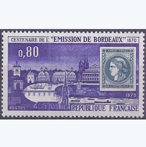 Timbre français 1970 Centenaire de l'émission de Bordeaux YT 1659**