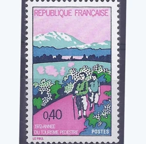 Timbre français 1972 Année tourisme pédestre YT 1723**