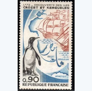 Timbre français 1972 Bicentenaire découverte Iles Crozet et Kerguelen YT 1704**