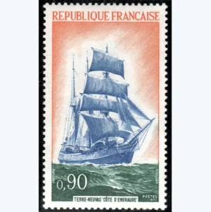 Timbre français 1972 Voilier Côte d'Emeraude YT 1717**