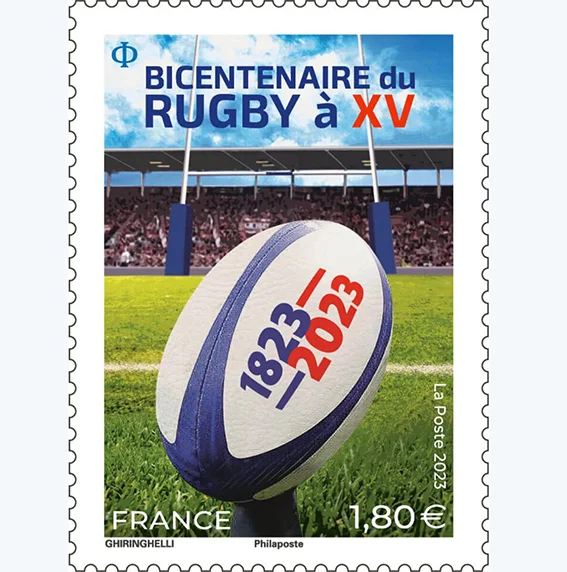 Timbre français 2023 Bicentenaire du rugby à XV