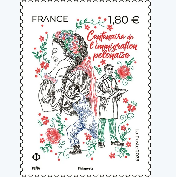 Timbre français 2023 Centenaire immigration polonaise