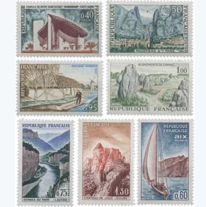 Timbres français 1964 Série touristique YT 1435** à YT 1441**