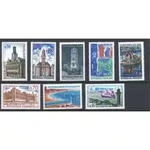 Timbres français 1966/67 Monuments et sites YT 1499** à YT 1506**