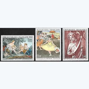 Timbres français 197071 Oeuvres d'art YT 1652** à YT 1654**