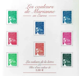 Feuillet français 2002 Couleurs de Marianne en euros YT F 45**