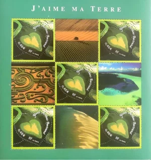 Feuillet français 2002 J'aime ma terre Coeur Yann Arthus Bertrand YT F43**