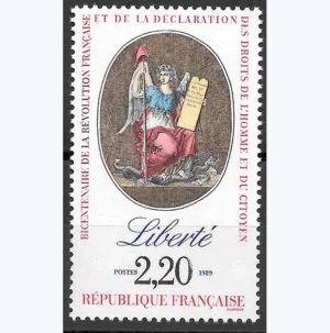 For sale, A vendre, En venta, 0,20 € Timbre français 1989 Déclaration droits de l'homme Liberté YT 2573**. MNH. Sin charnela. Neuf sans trace de charnière.