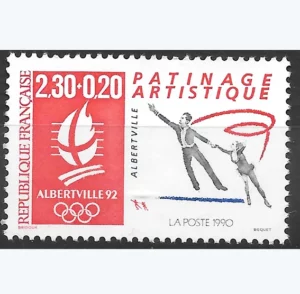 Timbre français 1989 JO 92 Patinage artistique YT 2633**