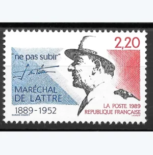 Timbre français 1989 Maréchal De Lattre de Tassigny YT 2611**