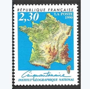 Timbre français 1990 Institut Géographique National YT 2662**