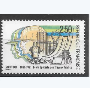 Timbre français 1991 Ecole spéciale travaux publics YT 2726**