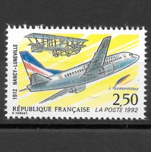 Timbre français 1992 Anniversaire 1ère liaison postale YT 2778**