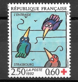 Timbre français 1992 Entraide Croix Rouge YT 2783**